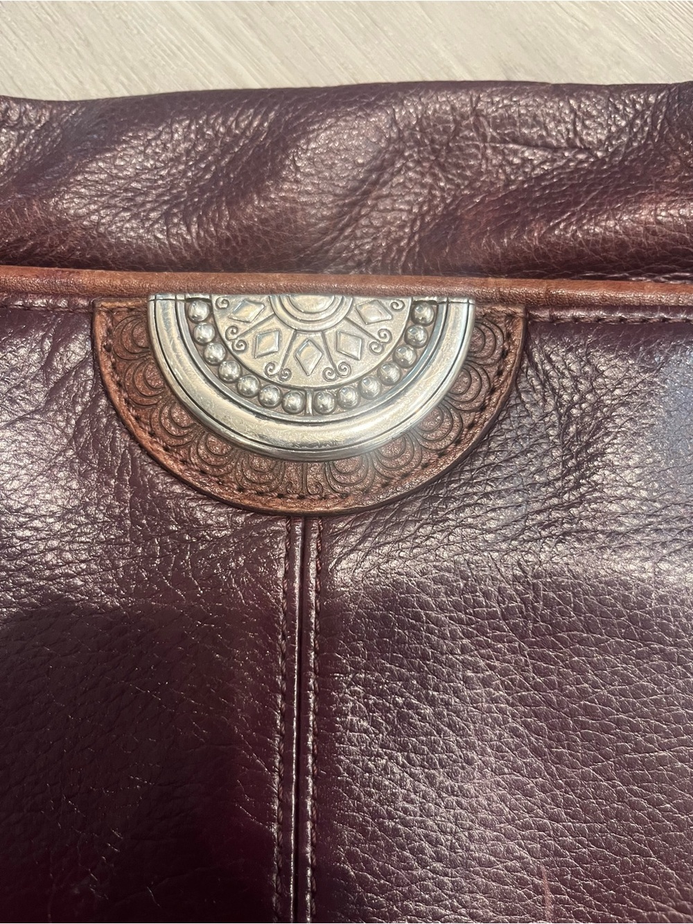 Brighton Dark Brown Leather Crossbody with Silver Heart Charm - Picture 2 of 7